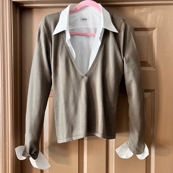 BRYLANE  Deep V Neck 100% Cotton Sweater Size-8 - Picture 4 of 12